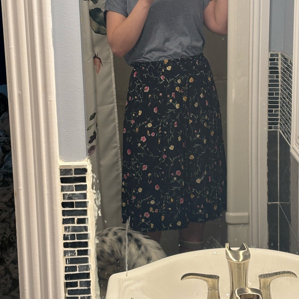 Vintage Floral Midi Skirt